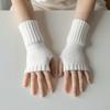Solid Color Half Finger Mitten Soft Fingerless Gloves New Knitted Gloves  for Work Study