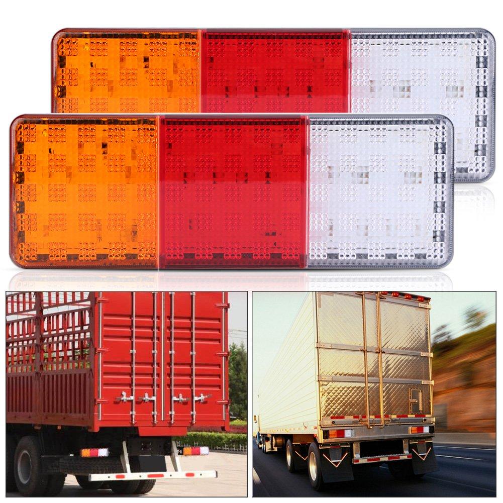 Akozon 12V Rear Tail Brake Reverse Waterproof Tail Light Indicator Lamp for Boat 2-Piece 75-LED Truck, Trailer,