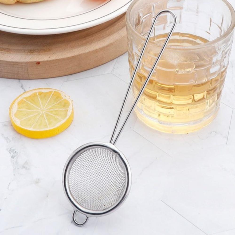 New Stainless Steel Fat Skimmer Spoon Easy to Clean Small Food Strainer Rust-Proof Cocktail Sieve for Kitchen Tea Strainer
