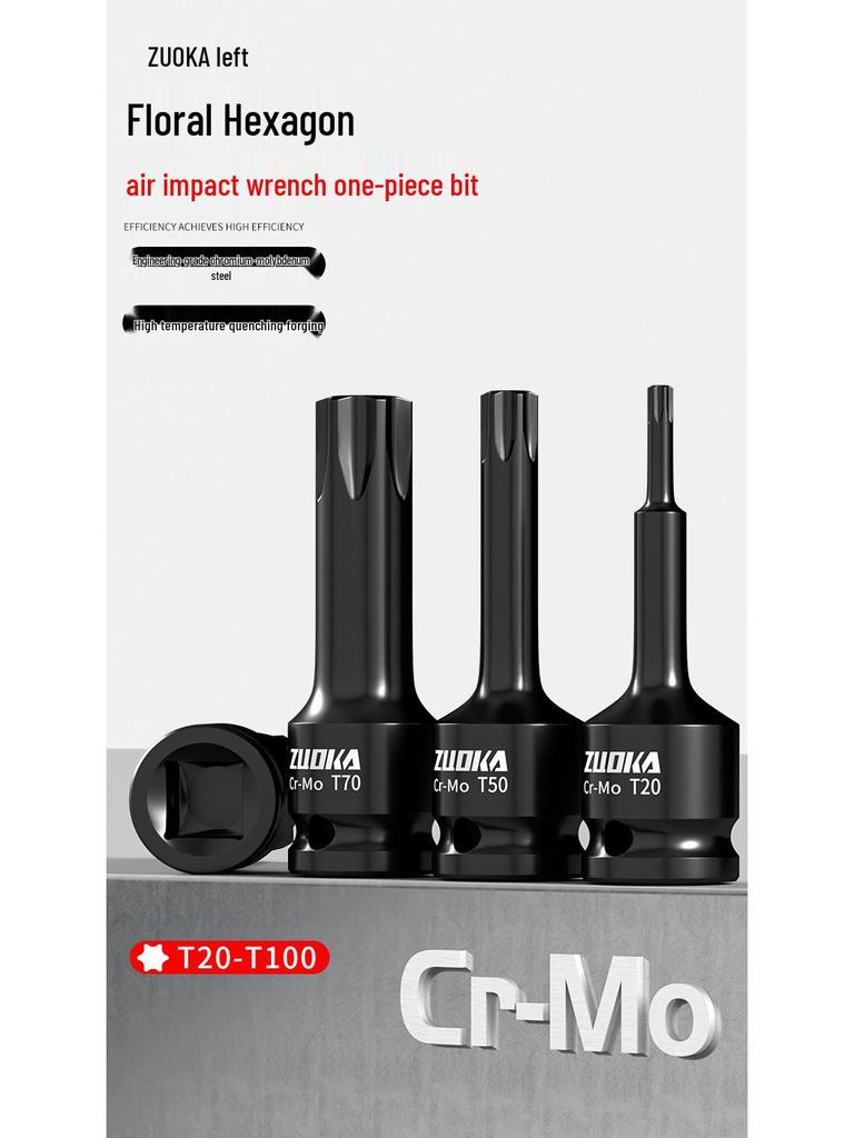 1/2" Air Impact Wrench with Integrated T30 Internal Hexalobular Bit Socket Set