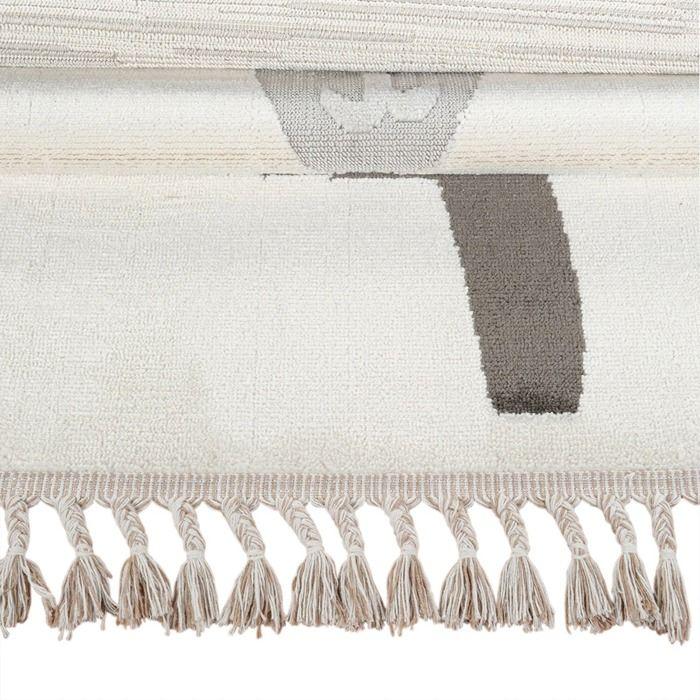 Tapis salon rond enfant doux texturé ours blanc 130x130