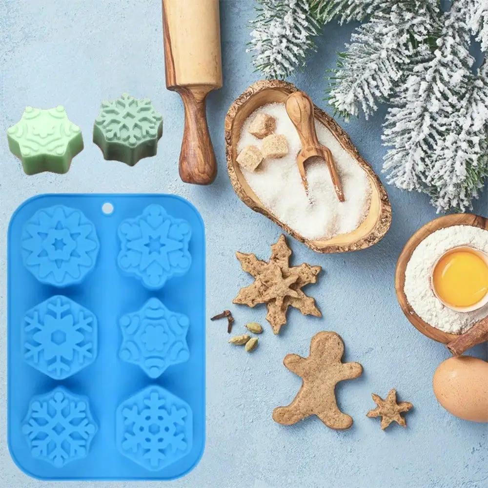 Christmas Silicone Molds Snowflake Candles Soap Plaster Sugar Cube DIY Baking Cake Handmade Cookies Non-stick Decorating Tools