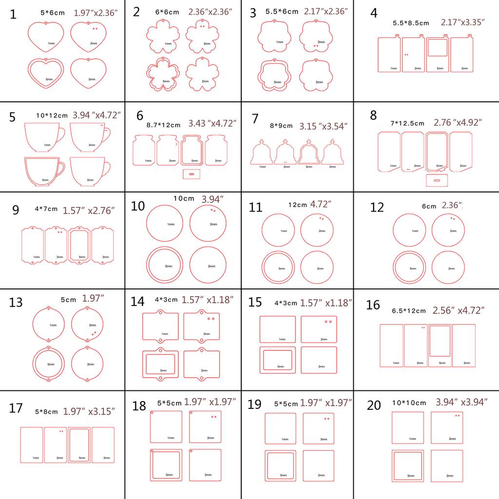 1 Set Various Styles Valentines Day Love Acrylic Keychain Blank Ornaments Novel Small Gift Cute Heart Keychain Sheets