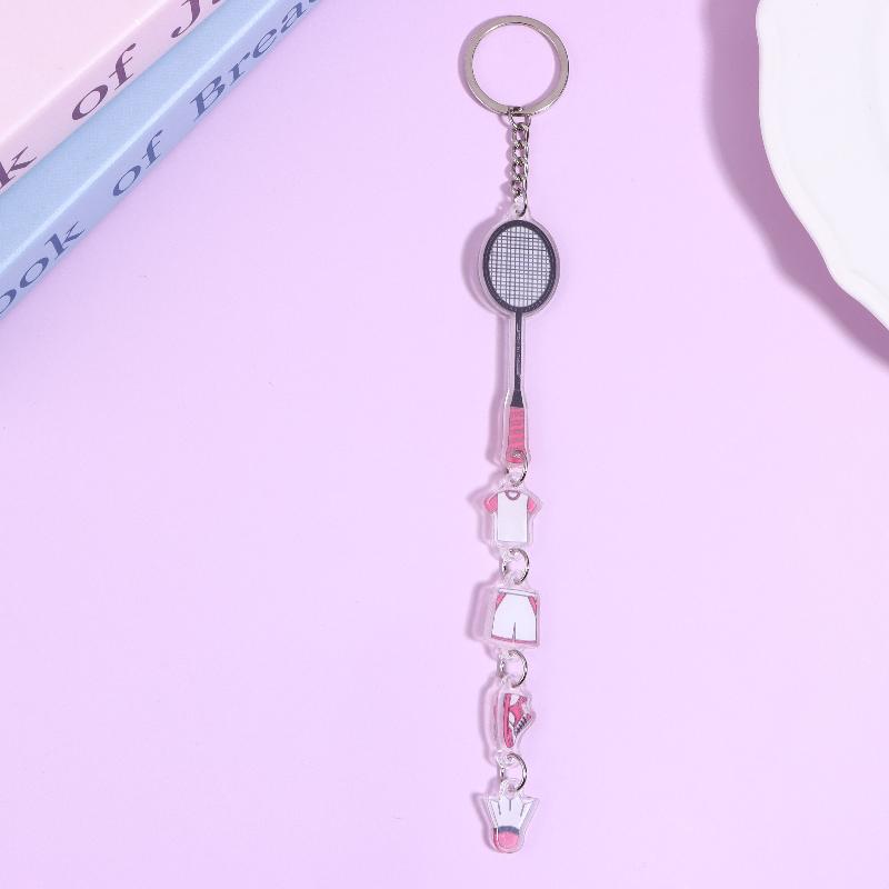 Cartoon Badminton Racket Keychain For Y2K Bag Pendant Competition Activity Gifts Jewelry Decoration Accessories