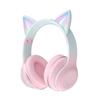 Cuffie Bluetooth Over-Ear con Orecchie da Gatto e Colore Degradé, Lunga Durata della Batteria