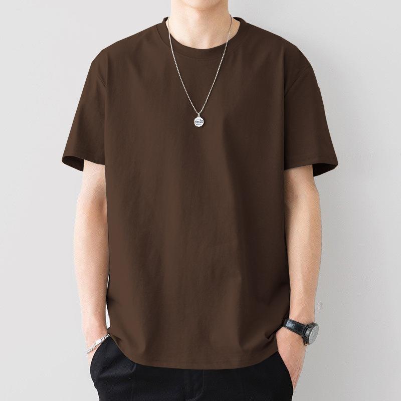 Summer Round Neck Fashionable Casual Pure Cotton Solid Color Short Sleeved Men's T-shirts