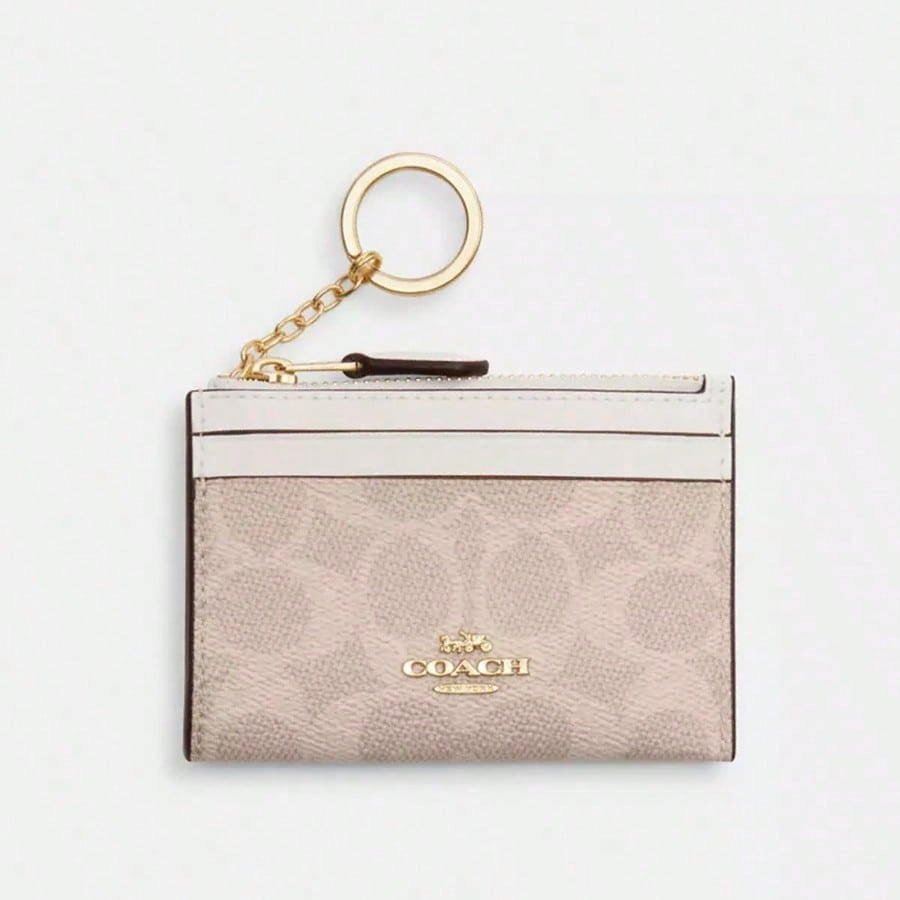 Coach women s printed wallet Carteras keychain card holder small short wallet белый 8460₽