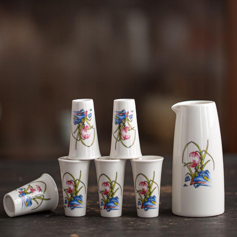 Handmade Ceramic Baijiu Serving Set - Orchid Design