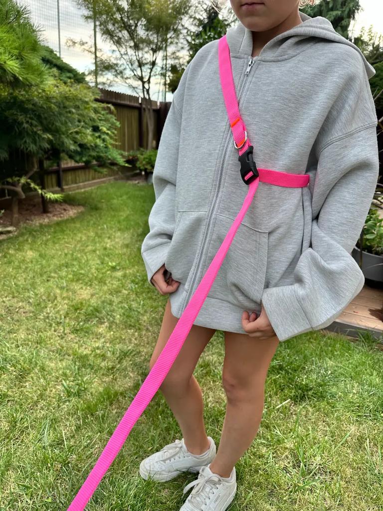 Dog Leash with Shock Absorber 280cm NEON PINK Adjustable Sports