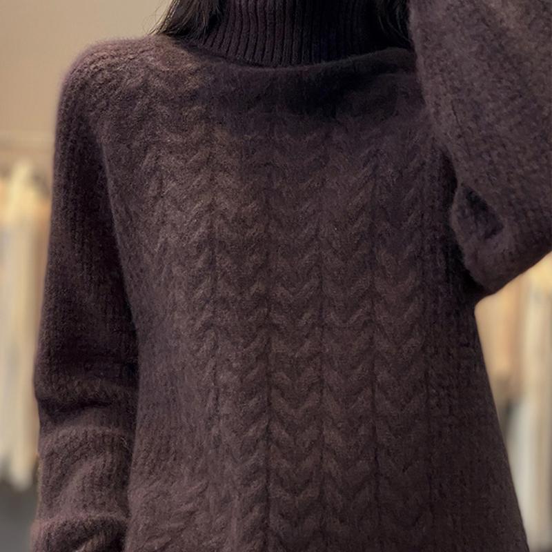 

Модный свитер с высоким воротником женский осенне-зимний пуловер джемпер пулл уличная одежда повседневный вязаный XL кофейный