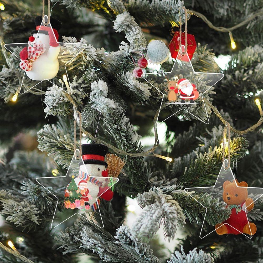 Transparent Acrylic Christmas Tree Baubles Hanging Ornaments Xmas DIY Crafts