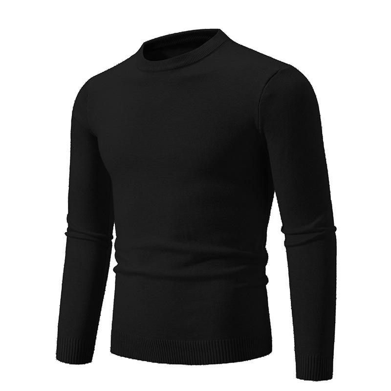 2025 Men's Casual Round Neck Solid Color Fashion Sweater