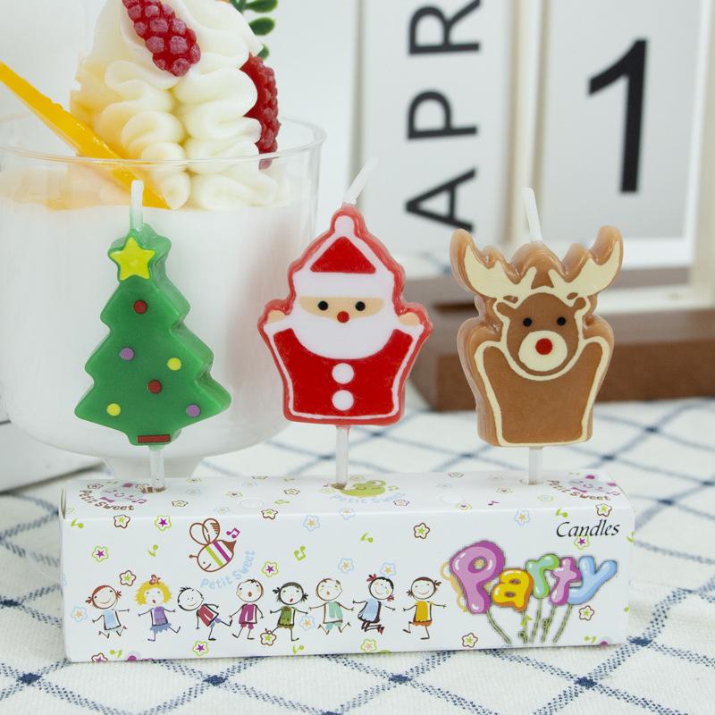 

Christmas Cute Cartoon Santa Claus Elk Christmas Tree Candle Cake Children Party Decoration Candle