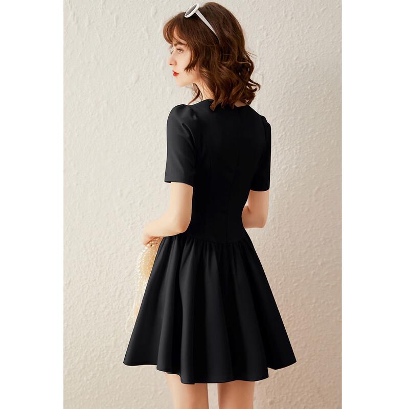 Elegant Bowknot Puff Sleeve A-Line Mini Dress