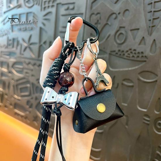 Compact Coin Holder Keychain Mini Dumpling Bag Purse Security Snap Detachable Wrist Strap Waterproof Imitation Leather Small Wallet Key Chain
