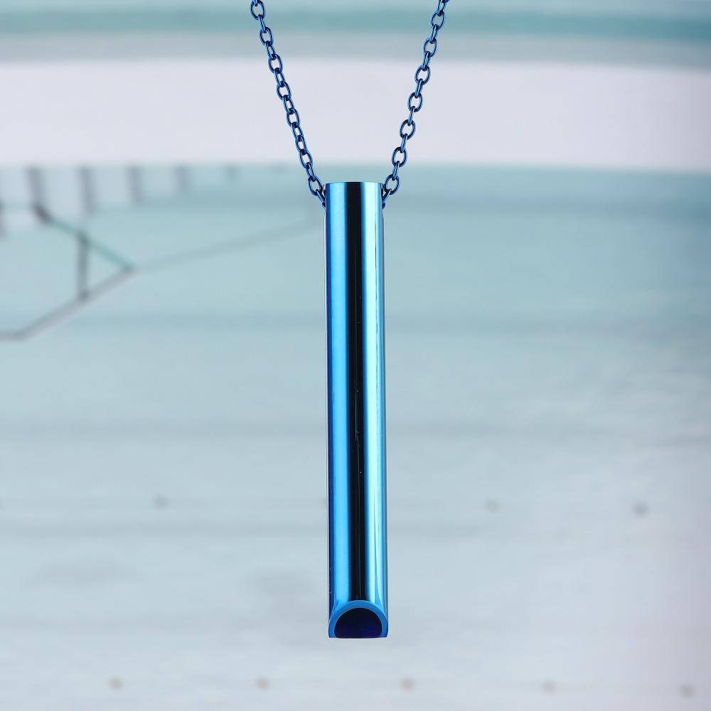 Halskette mit Pfeifenanhänger aus Edelstahl für Männer und Frauen, Vakuum-Halskette reguliert die Atmung und lindert Ängste