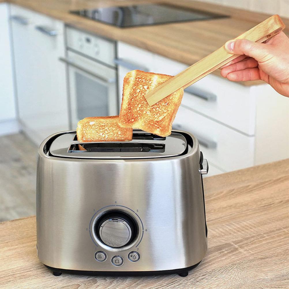 Magnetic Bamboo Toaster Tongs Kitchen Toast Tongs for Cooking Natural Bamboo Kitchen Utensils