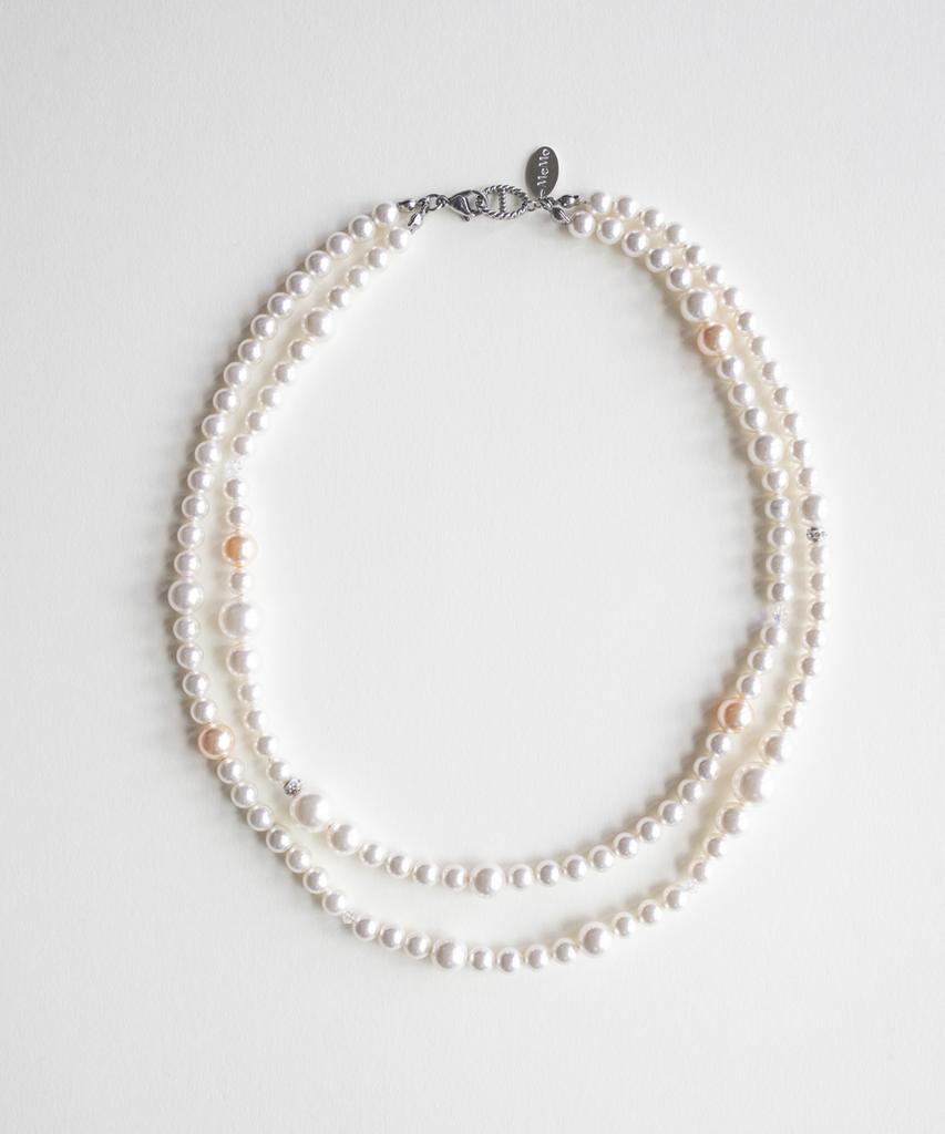 Merrymotive Apricot Dual Pearl Necklace