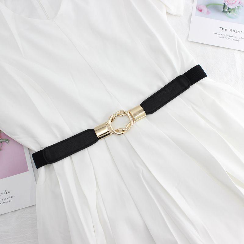 Lady Faux Leather Belt Fashion Casual Double Loop Buckle Belt