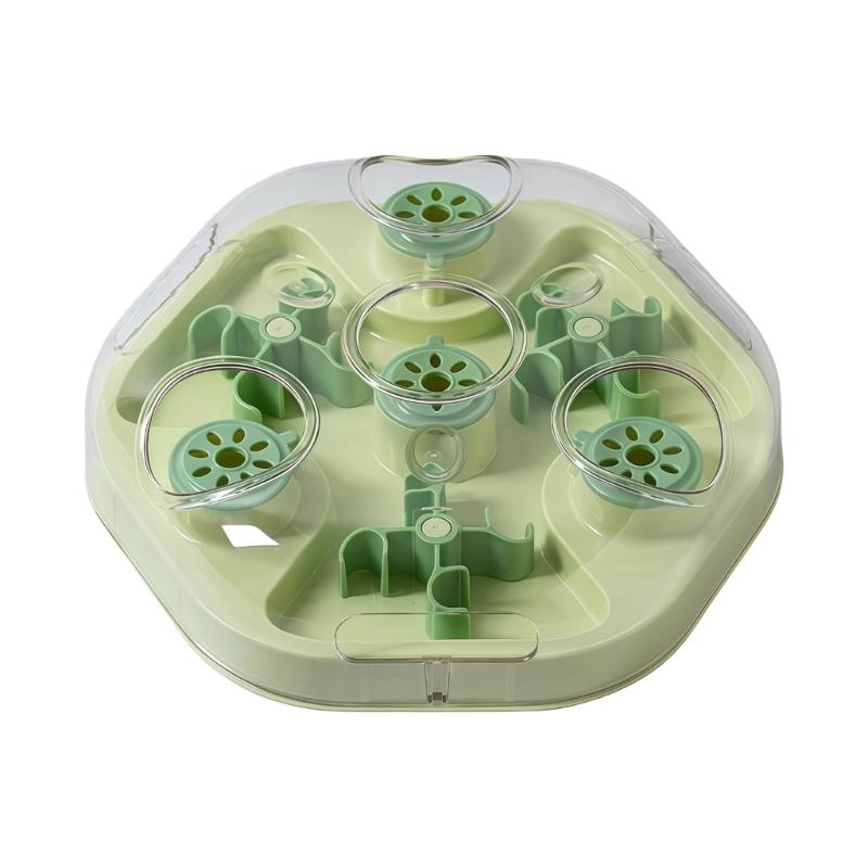 Two Phase Challenge Animal Food Dispenser Plaything With Viewable Structure To Stimulate Hunting Urge And Reduce Fast Eating