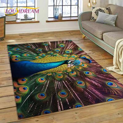 Carino Tappeto Tappetino Cartone Animato Pappagallo Pavone Uccelli da Sogno per Camera da Letto Soggiorno Casa Decorazione Divano, Gioco Bambino Grande Decorazione Tappetino da Pavimento