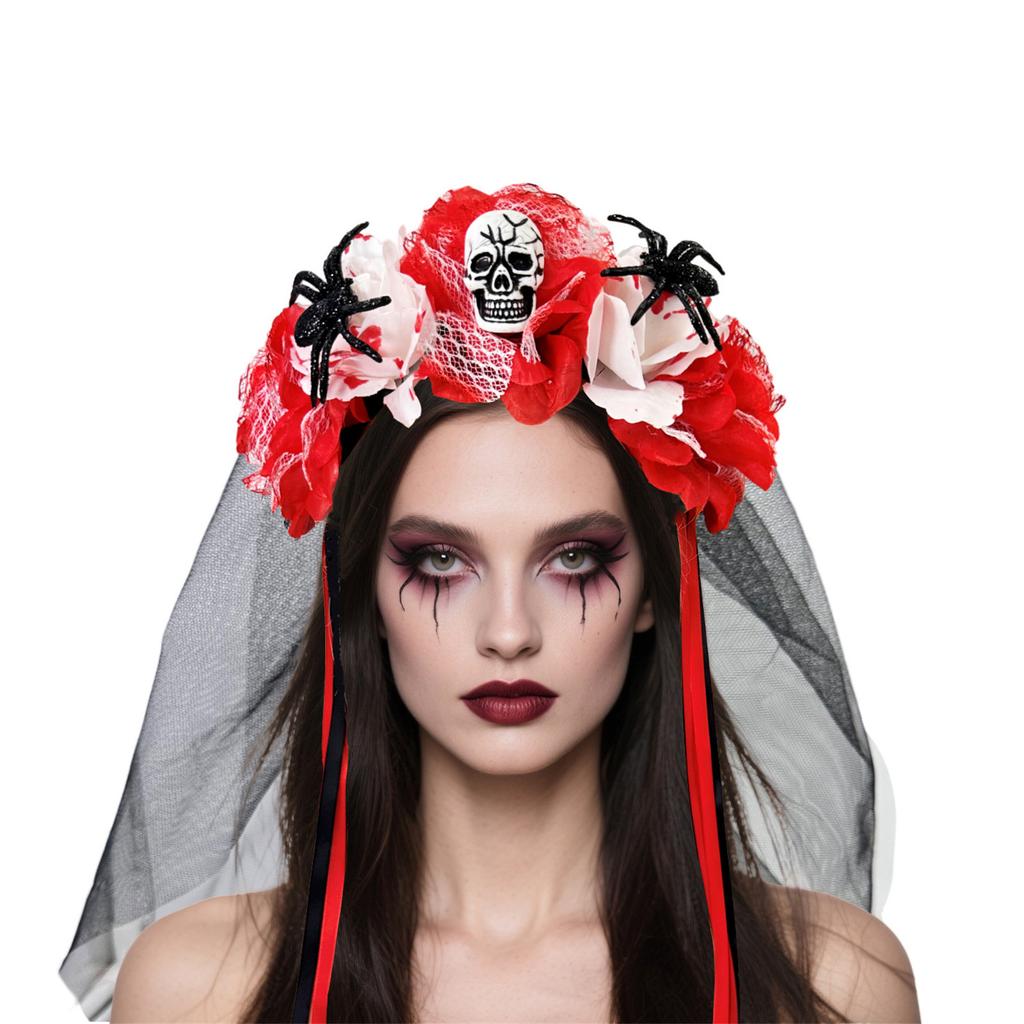 Creative Halloween Headband Props With Spider Ghost Flower Decoration For Adults Children Costume Event
