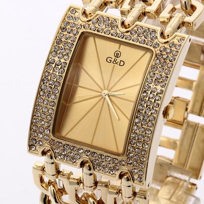 Women Steel Quartz Watch Fashionable Crystal Inlaid Lady Wrist Watch