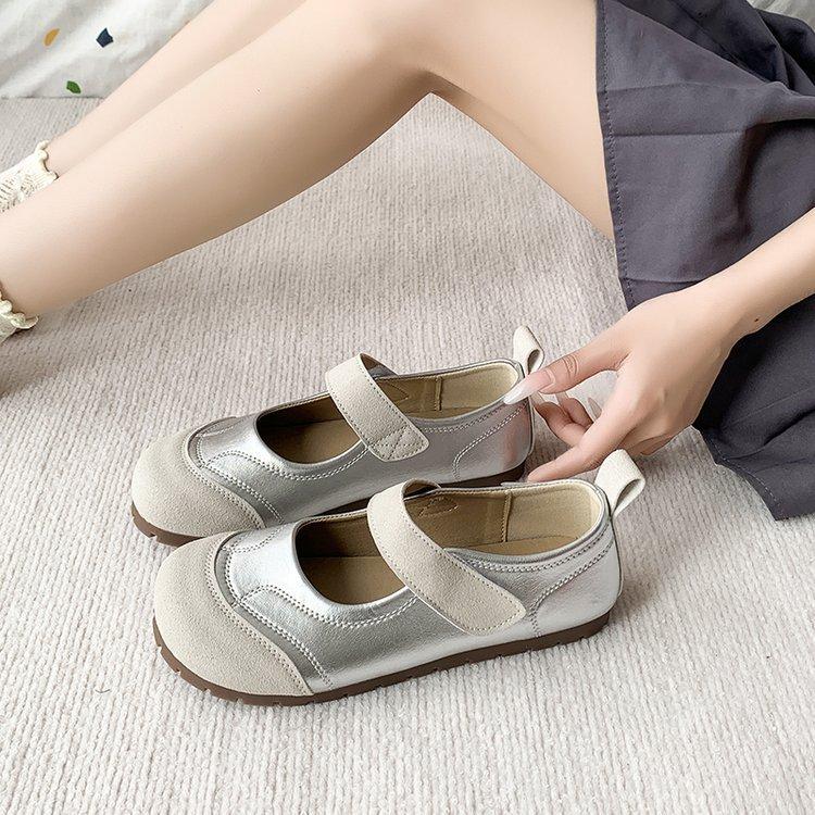 

[Yanju] One-word belt Mary Jane shoes women s 2025 summer new with skirt round head shallow mouth single shoes flat shoes 35