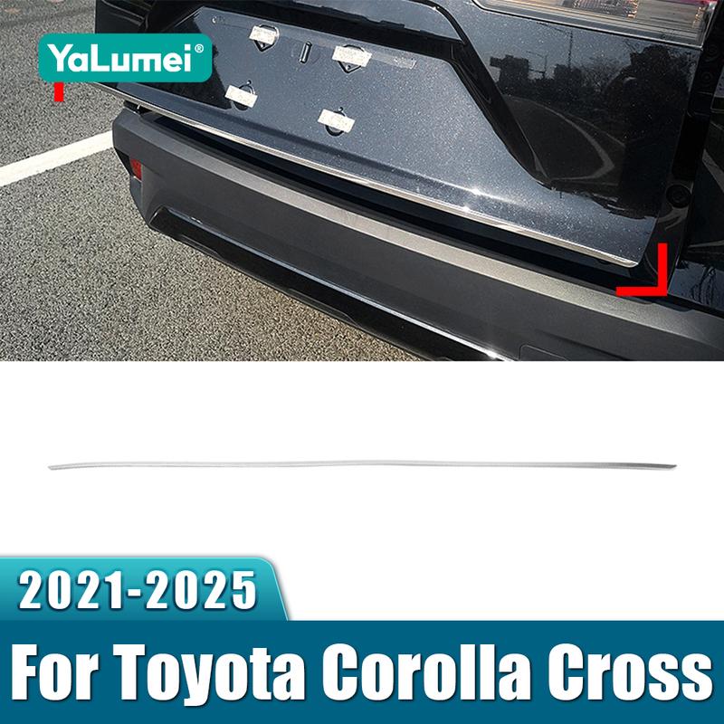 For Toyota Corolla Cross XG10 - 2024 2025 Stainless Steel Car Rear Trunk Tail Gate Door Strip Cover Trim Strip Sticker