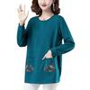 Women's Autumn Loose Long-Sleeved T-Shirt: Mother-Themed Embroidered Long-Sleeved Top