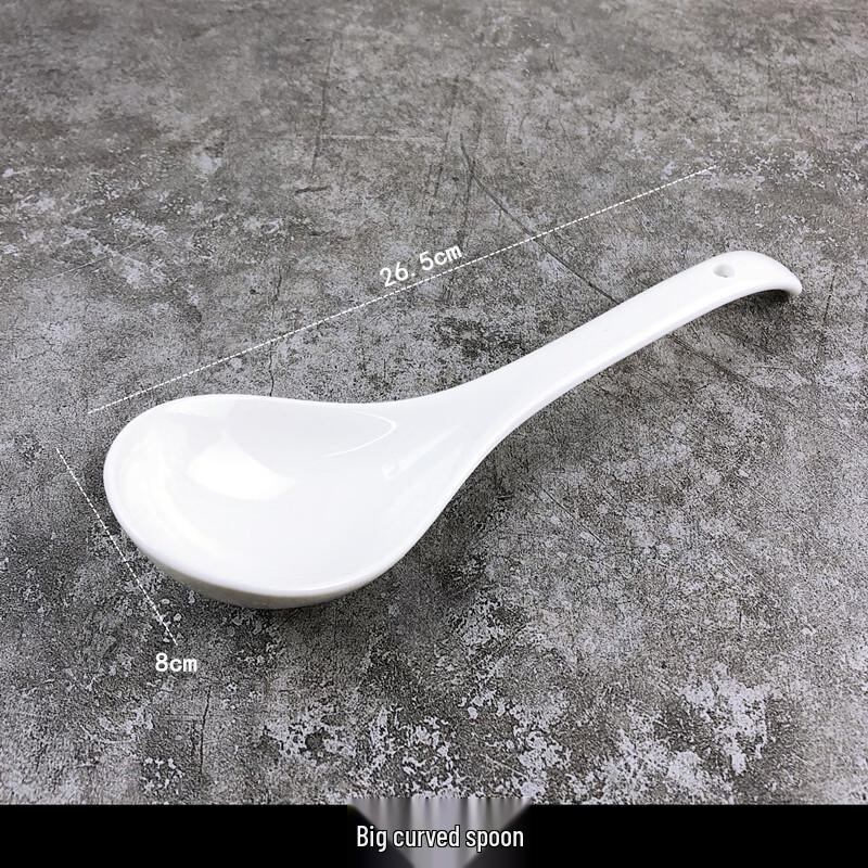 White Ceramic Large Curved Soup Spoons