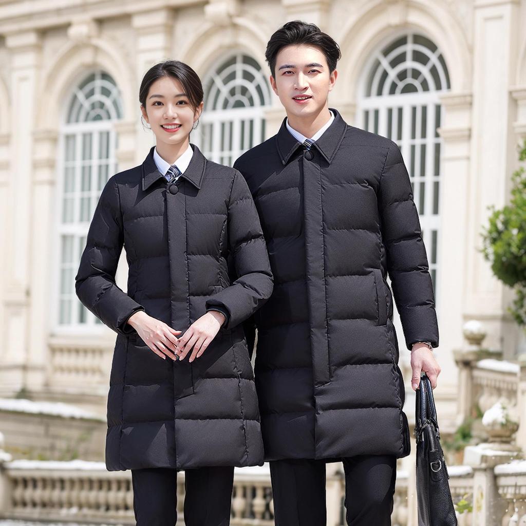2025 Autumn/Winter Unisex Mid-Length Thickened Down Cotton Coat for Formal Wear