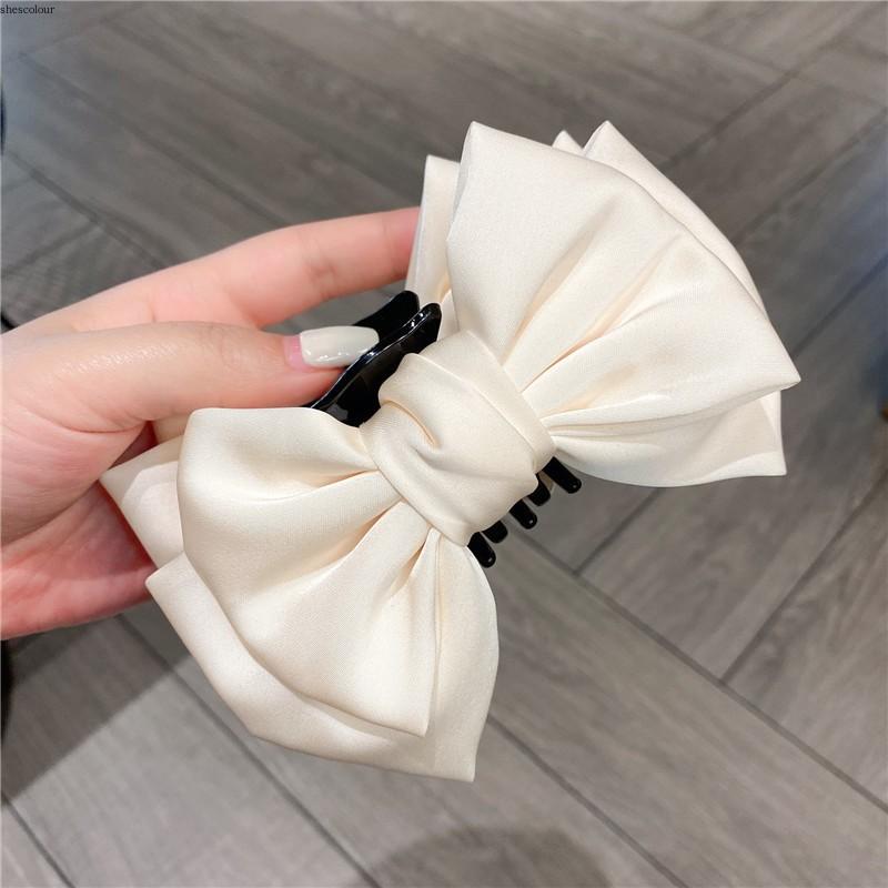 Elegante Damen Schleifen Haarspangen Doppelseitige Große Satin Hai Haarspange Solide Schleife Haarnadeln Haarspangen Haarschmuck