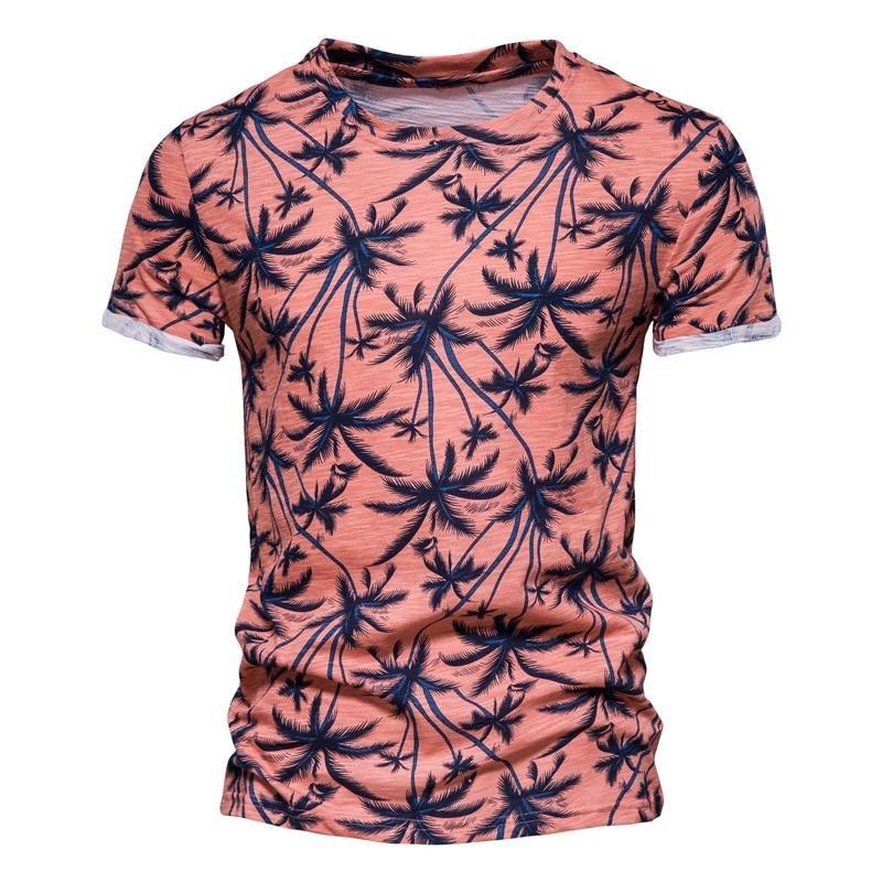Hawaii Style T-shirts Men O-neck Casual High Quality Beach Mens T Shirt New Summer 100% Cotton Printed Top Tees Men