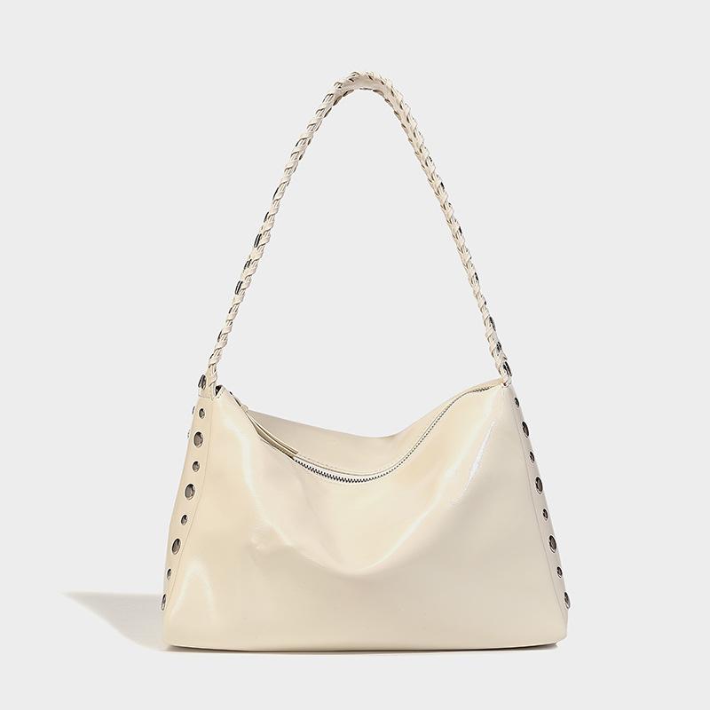 Korean Style New Oil Wax Leather Large Capacity Commuter Tote Bag for Women Fashion Casual Lazy Style Single Shoulder Crossbody Bag Trendy