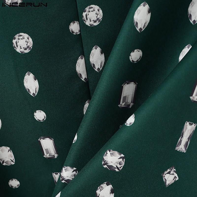 INCERUN Cardigane scurte cu mâneci lungi și imprimeu, cu față deschisă pentru bărbați