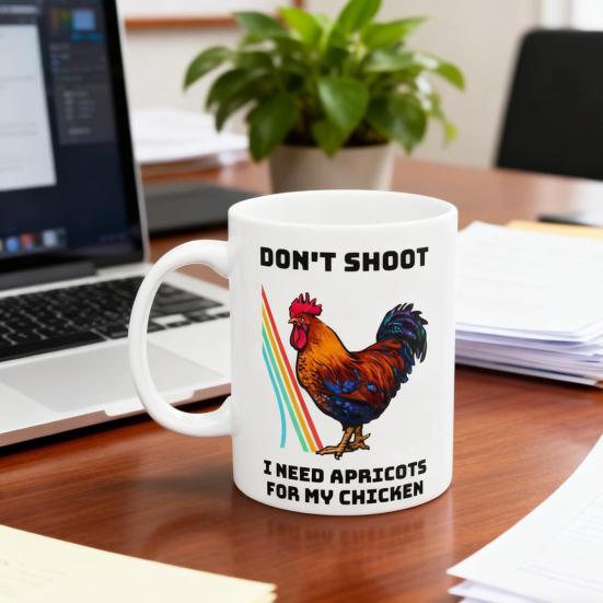Caneca Engraçada de Galo Meme Não Atire Preciso de Damascos para Minha Galinha Caneca para Gamers Xícara de Café Cerâmica Presente para Streamers E Amantes de Memes
