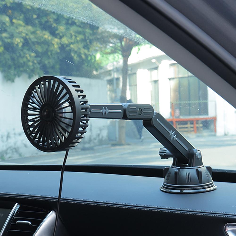Sucker Car Windshield Fan 12V 24V Car Cooling Fan 360 Degree Rotatable Portable Auto Cooling Fan for Truck SUV Sedan RV Van Boat