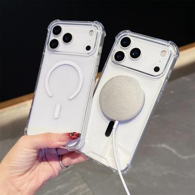 Funda Acrílica Transparente Magnética para iPhone 17 Pro Max con Compatibilidad de Carga Inalámbrica para iPhone 16/15