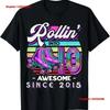 Birthday Roller Skating Th Girl Rollin Into Skate Party T Shirt Vintage Washed Streetwear Casual Homme Breathable Graphic
