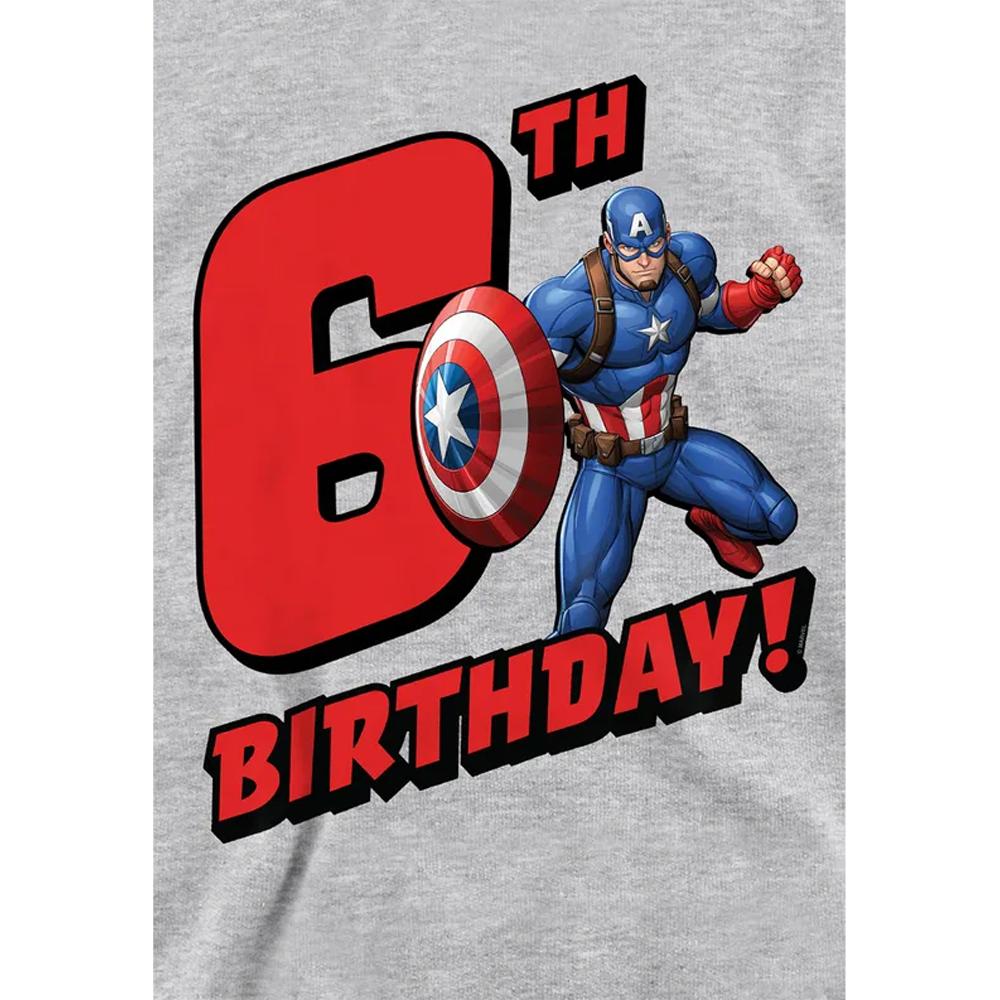 Captain America Childrens/Kids 6th Birthday Heather Pull Over Hoodie