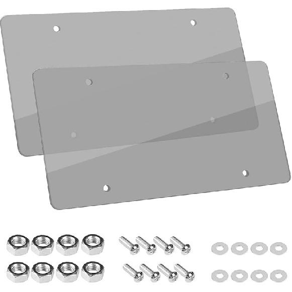 Wanheart 2-Pack Flat Clear License Plate Covers – Universal Fit US Standard Plates, UV & Scratch Resistant ABS Protector With Screws & Caps, Front