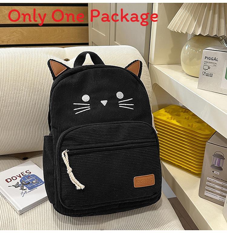 Cute Cat Cartoon Backpack For Girls And Boys With Pu Material For School And Travel чёрный
