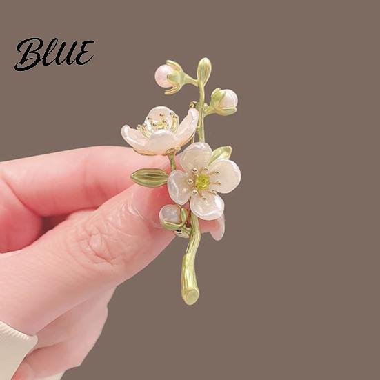 Anti-oxidation Jewelry Vintage Jasmine Brooch Faux Pearl Petal Flower Lapel