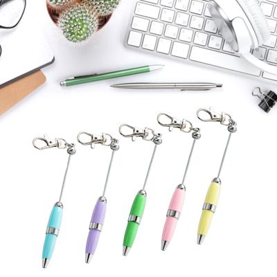 5x Perlen-Kugelschreiber mit Schlüsselanhänger, 1,0 mm, Signatur-Stift, Metall-Schreibstift, Perlen-Rollerball für das Schulbüro