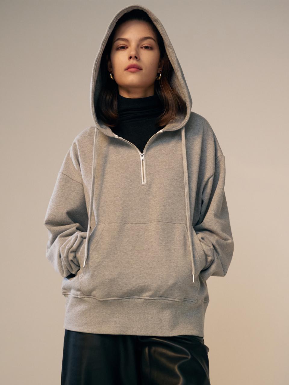 Tosae Zip-Up Hoodie Sweatshirt Gray Grey/Fresh