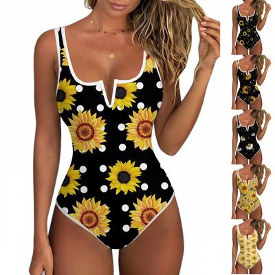 Women's Color-Blocked One-Piece Swimsuit With A Sexy V-neck