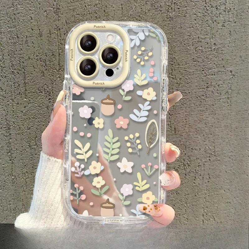 

Fresh Florals Are Suitable for Apple 16 Mobile Phone Case Iphone14promax Mirror 15 Transparent Xs Anti-fall 8p Apple 16 plus