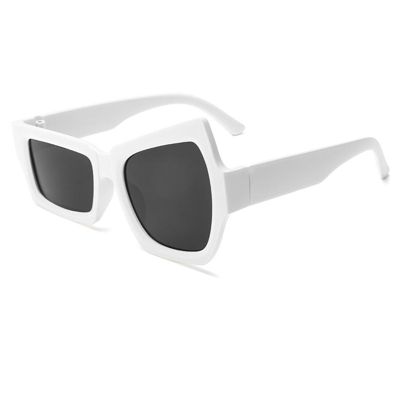 Luxury Brand Men Asymmetrical Square Sunglasses Fashion Designer White Oversized Sun Glasses Women Unique Steampunk Glasses