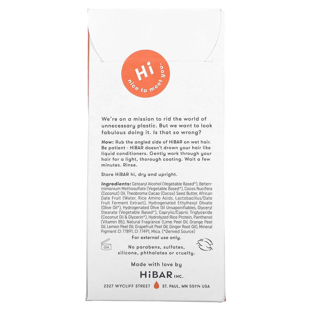 HiBAR Solid Conditioner, Volume, 1 Bar, 2.7 Oz (76 G)